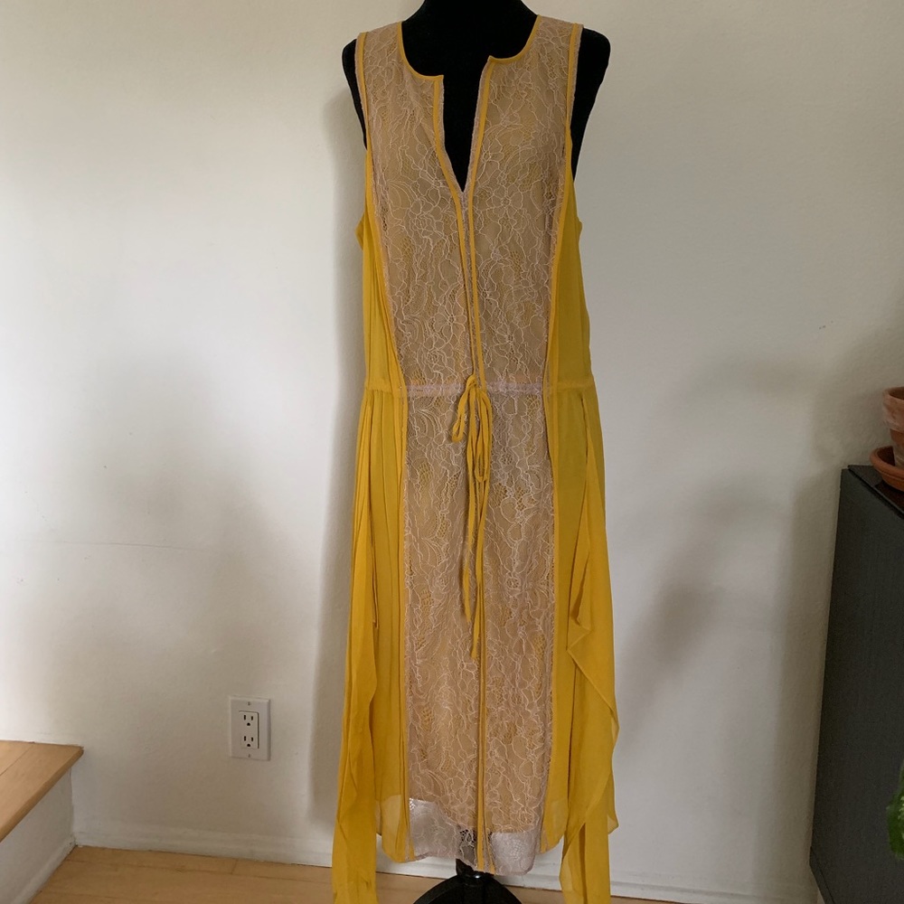 BCBGMaxAzria Runway Yellow Asymmetrical Dress